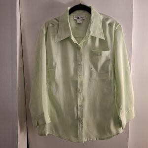 Dana Gibson Women's Light Green Patterened 3/4 Sleeve Shirt
